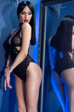 Очаровательное боди с кружевами (Размер: M) (Цвет: черный)