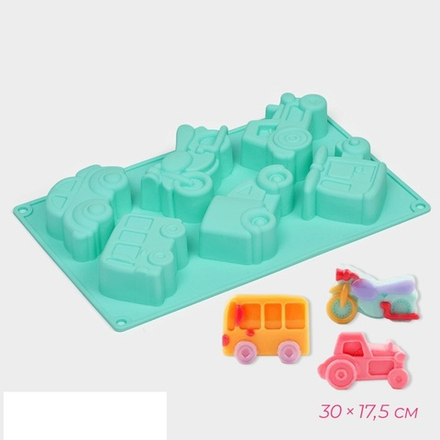 Форма для выпечки «Транспорт», 30×17.5 см, 6 ячеек (9×5.5×3.5 см)