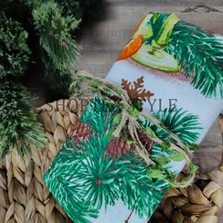 Вафельное полотно "Новый год" | ш.50 см | 170 г/м² | хлопок-100%