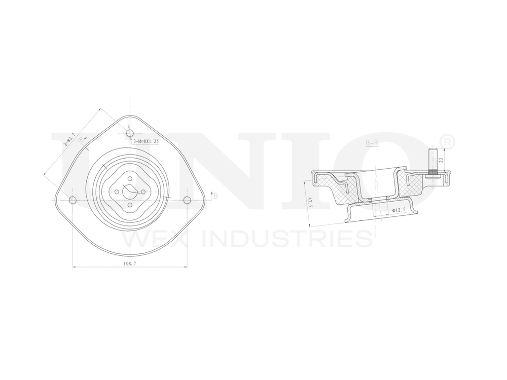 Опора амортизатора задняя UNIO RMP-13139