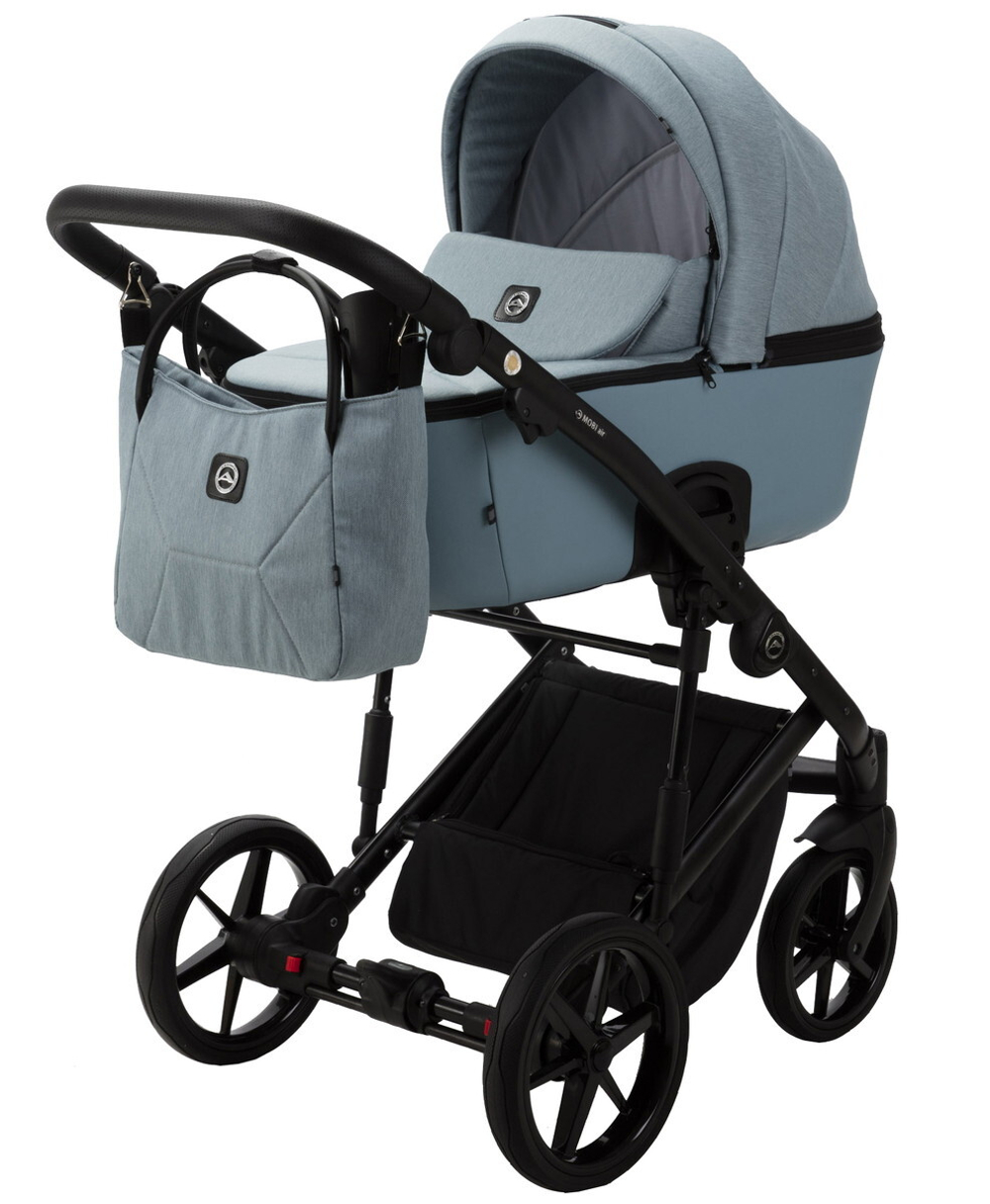 Детская коляска Adamex Mobi 2 в 1 M-PS41 (СЕР-ГОЛУБ.ТК+СЕР-ГОЛУБ.ПЕРФ.КОЖА)
