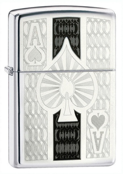 Зажигалка Zippo с покрытием High Polish Chrome, латунь/сталь, серебристая, глянцевая, 36x12x56 мм