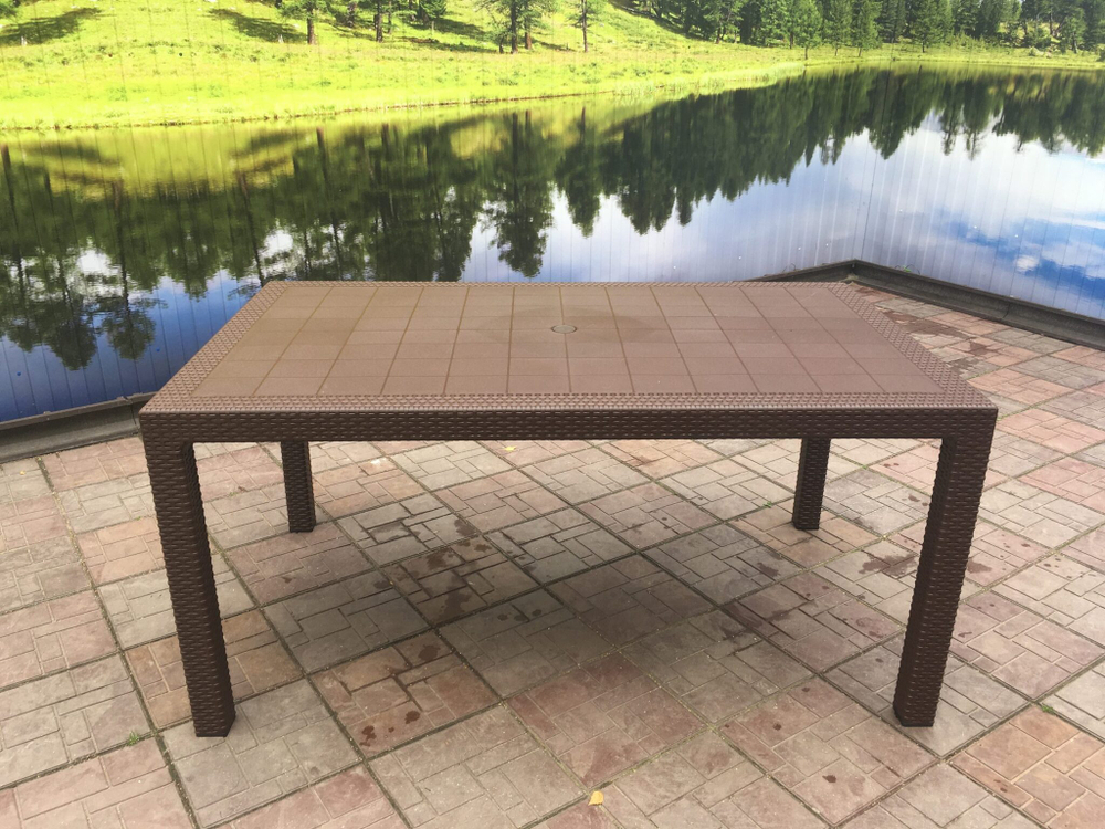 Стол Невада МАКСИ прямоугольный коричневый под ротанг с декором 1650*950