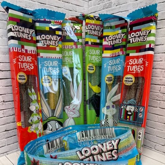 Кислый мармелад жевательный Looney Tunes Sour Tubes со вкусом колы, 35 г (Турция)