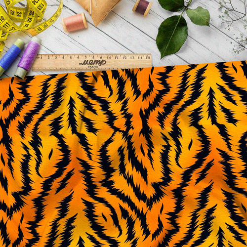 Ткань премиум шелк искусственный Армани крупный тигр