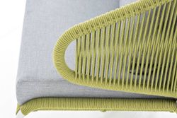 "Милан" диван 2-местный плетеный из роупа, каркас алюминий светло-серый (RAL7035) муар, роуп салатовый меланж круглый, ткань светло-серая