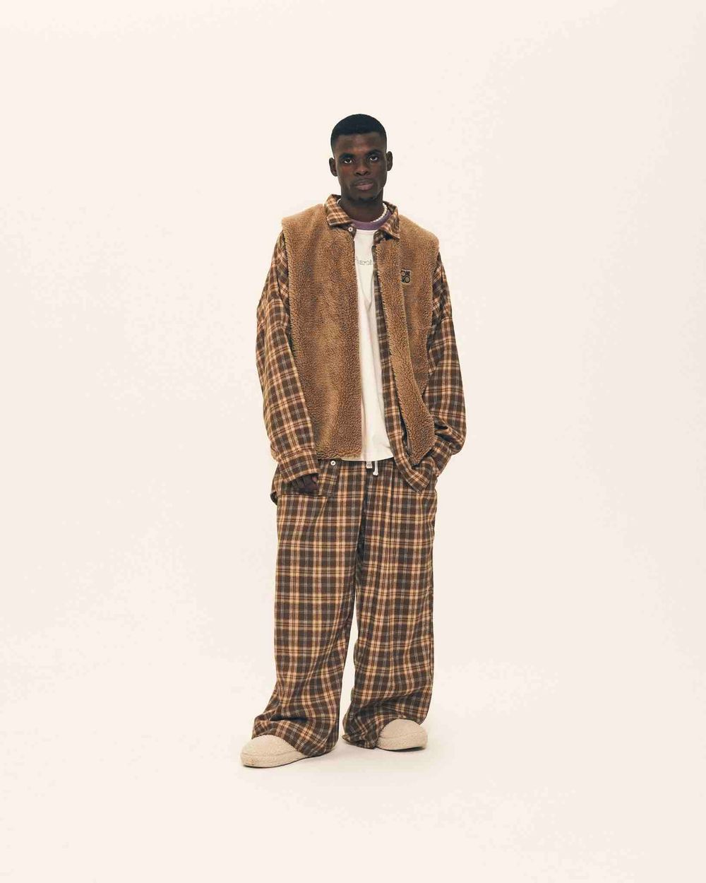 Рубашка One Two Cowboy Basic 8 в клетку коричневая