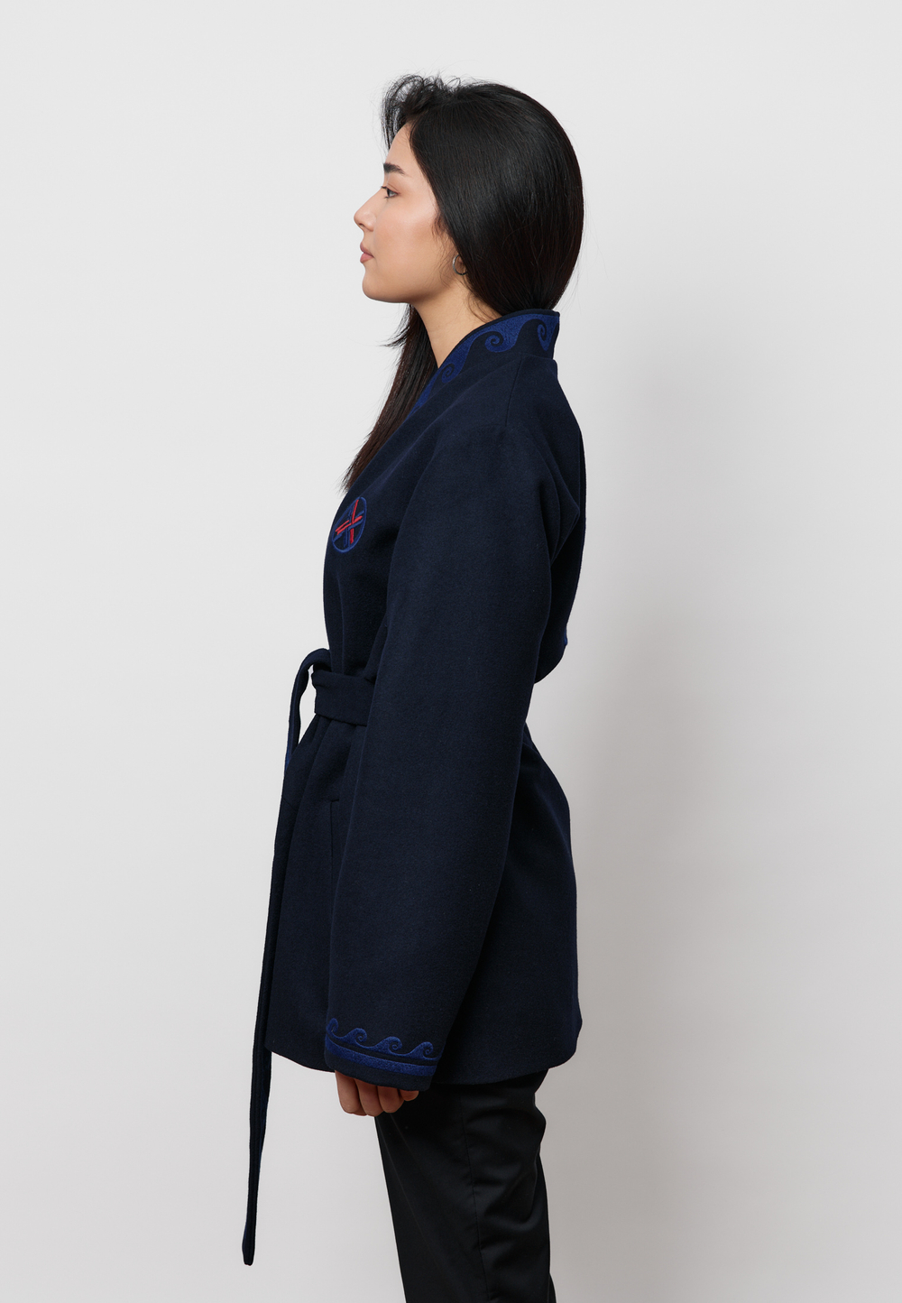 Шапан шерстяной женский OYU TOLQYN DARK BLUE