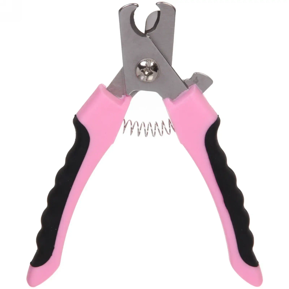 Когтерез для животных «ЗООУЛЬТРА», пружинный механизм, ручки прорезиненные - волна, цвет розовый / черный, 16см