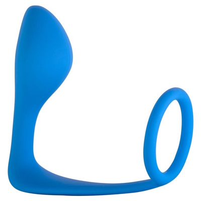 Мужской анальный стимулятор с кольцом на пенис Button Anal Plug Blue 4216-03Lola