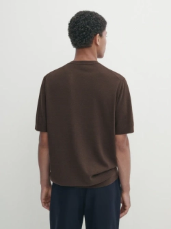 Massimo Dutti Трикотажная футболка с коротким рукавом - Studio, шоколадно-коричневый