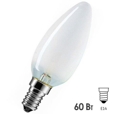 10 шт Лампа накаливания свеча Osram 60W E14 матовая CLASSIC B FR 4008321410719