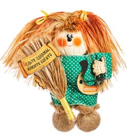 Народные промыслы DO-101 Домовой Кузьма с подковой и веником бол. - Вариант A