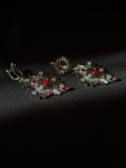 Серьги "Сердце ангела", оттенок серебро