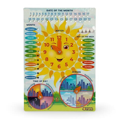 Обучающая доска " Календарь с часами " Солнце ST0116