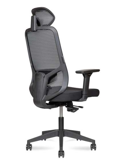 Кресло офисное Норден / Бэст / Best / черный пластик / черная сетка / черная ткань