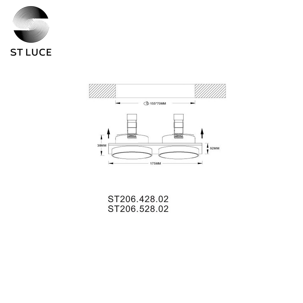 ST206.428.02 Св-к встр. Черный GU10 2*50W  IP20 L175xW92xH38 220V Без ламп