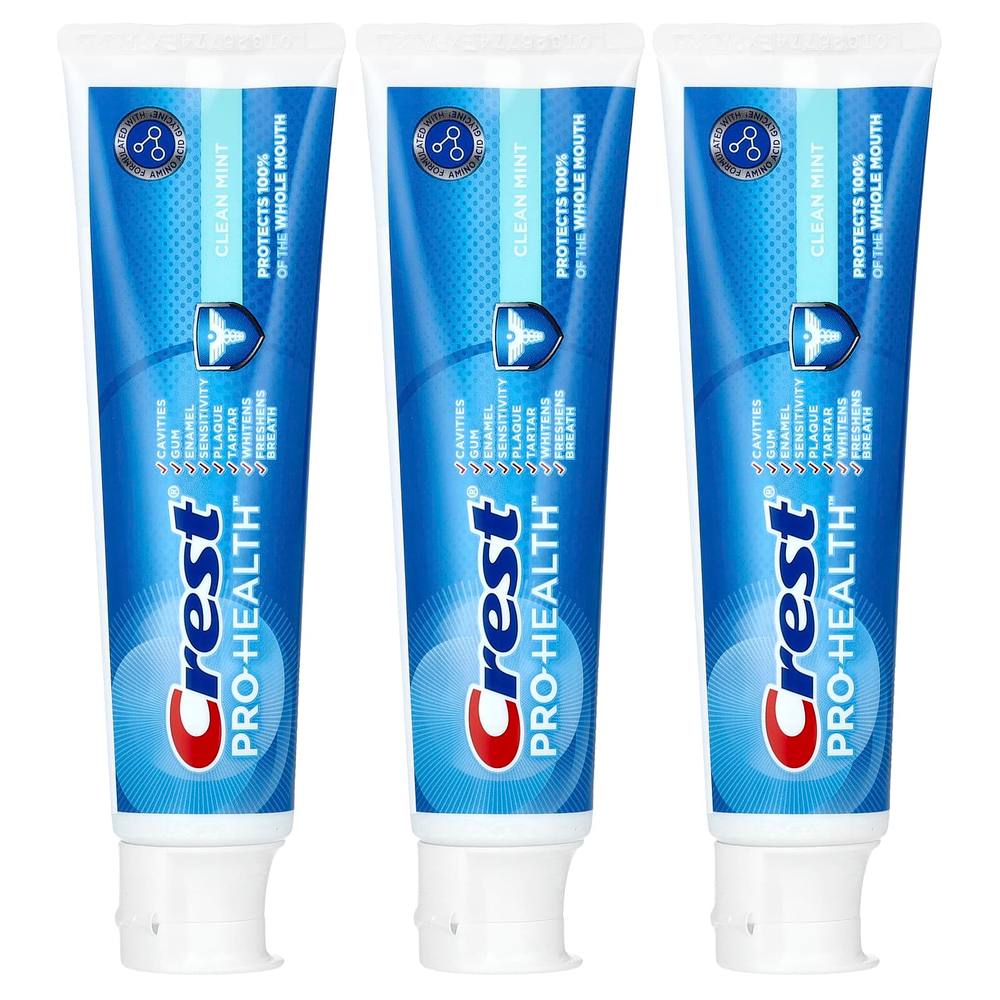 Crest, Pro-Health, зубная паста с фторидом, чистая мята, 3 тюбика по 121 г (4,3 унции)