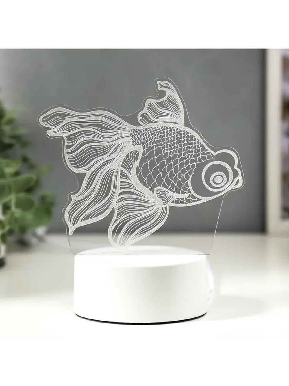Светильник 3D ночник RISALUX «Рыбка», LED RGB, от сети, 9.5×