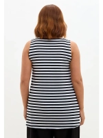 Майка базовая под пиджак удлиненная оверсайз тельняшка/чёрный