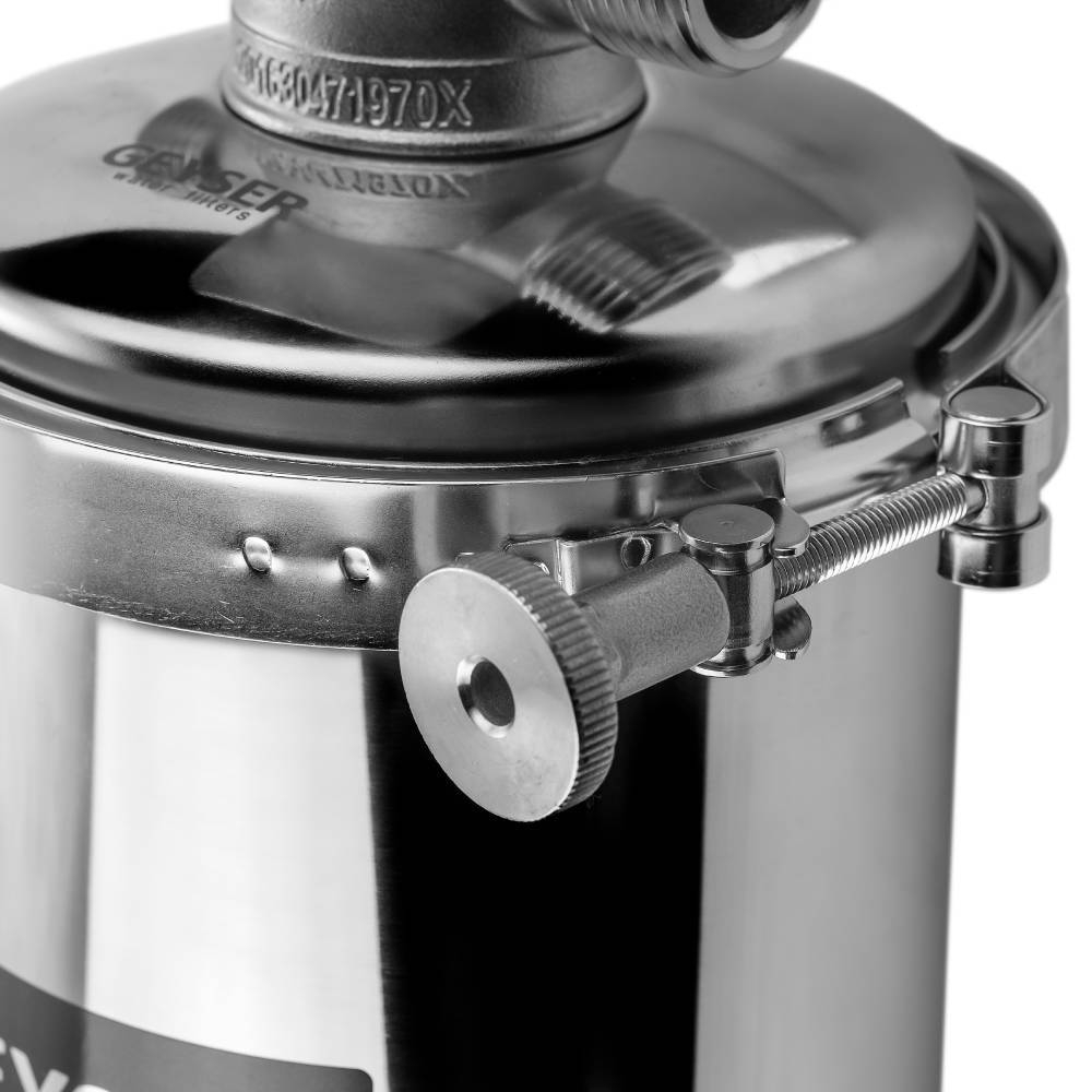 Корпус фильтра Гейзер премьер 10SL 3/4 нерж. сталь для хол. и горячей воды со сливом 3/4