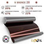 Пленка солнцезащитная зеркальная R BRONZE 20 LUXFIL, рулон (размер 1,524x30м.)