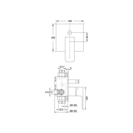 Steinberg Серия 200 Наружная часть для однорычажного встраиваемого смесителя для ванны/душа с переключателем, хром (cкрытый корпус 010 2110 заказывать отдельно) 200 2103