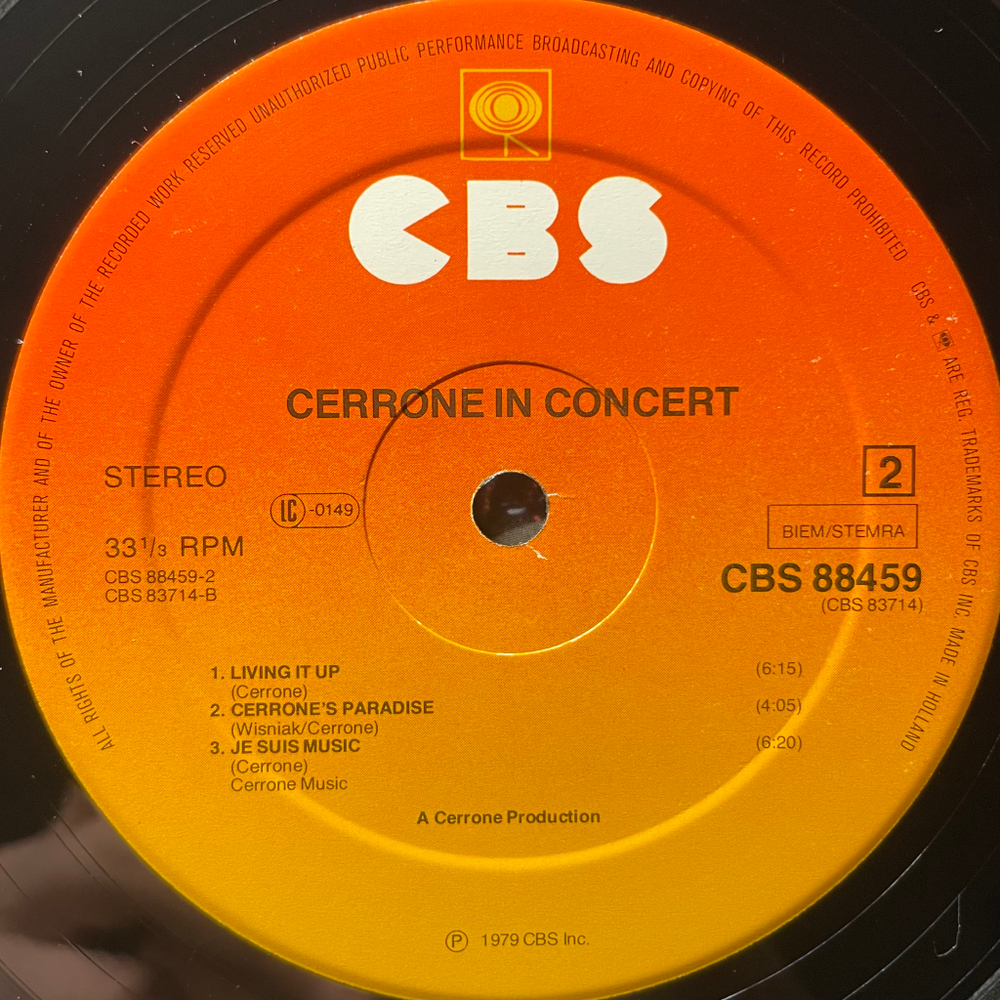 Cerrone ‎– In Concert 2LP (Голландия 1979г.)
