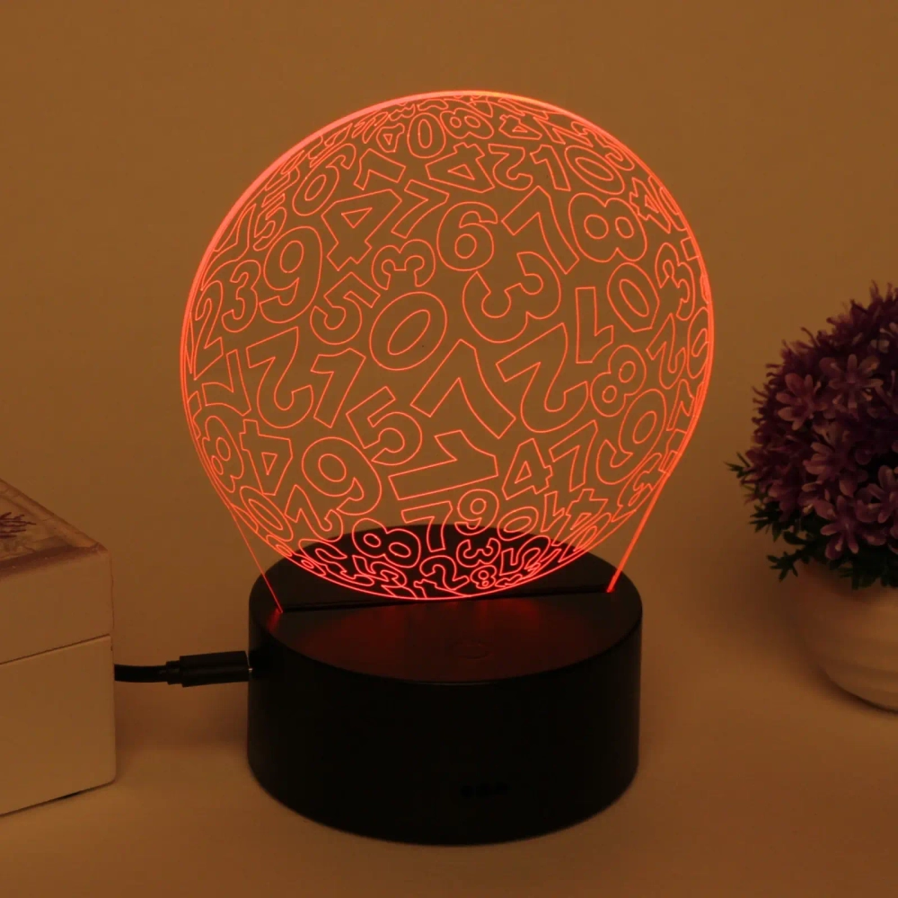 Светильник ночник «3D-Алгоритм» на пластиковой подставке, с включателем USB