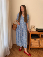 Платье Шарлотта для беременных и кормящих, Синий с белыми цветами