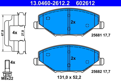 ATE - 13046026122-ATE - Brake Pad Set, disc brake