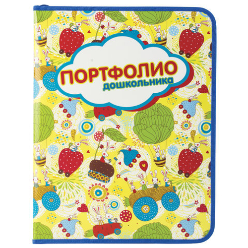 Папка-портфолио дошкольника, 8 вкладышей, на молнии, универсал., ламин. картон, с рисунком, ПТШ-1-3