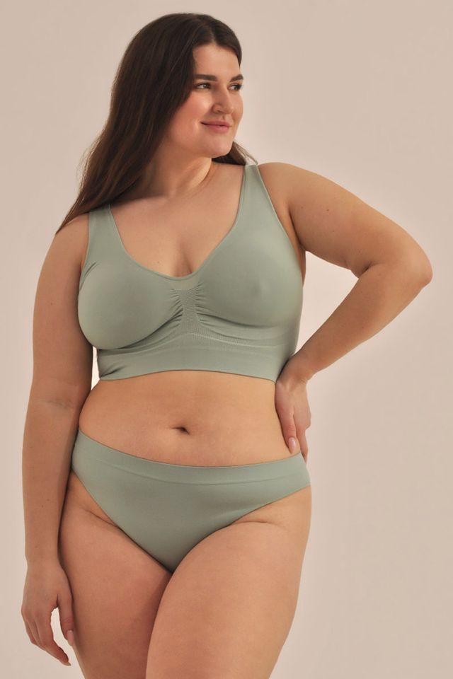 Трусы-бразилиано из коллекции Plus size фисташкового цвета