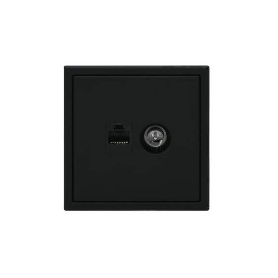 Розетка компьютерная + телевизионная 2-м СП ArtGallery RJ45 кат.5E + TV механизм карбон SE GAL001089