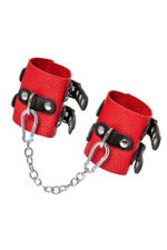 Наручники Pecado 2211 кожаные красно‑черные с цепочкой