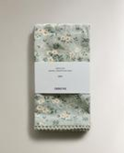 ZARA HOME НАБОР САЛФЕТОК «ПОЛЕВЫЕ ЦВЕТЫ» С КРУЖЕВОМ (2 ШТ.), СИНИЙ