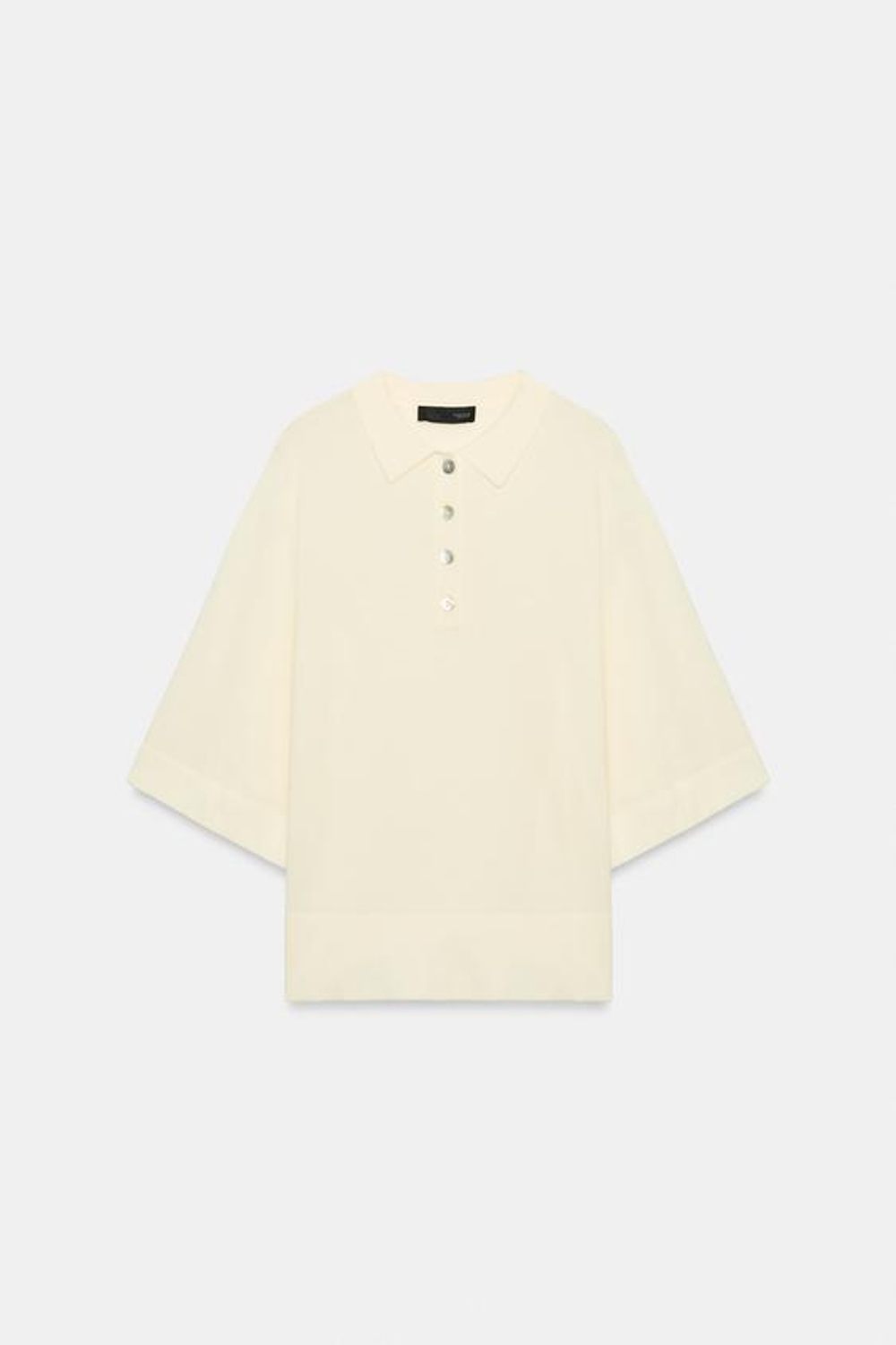 ZARA ТРИКОТАЖНОЕ ПОЛО С РУКАВАМИ ТРИ ЧЕТВЕРТИ, ЭКРЮ