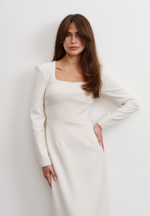 Платье-футляр, молочное