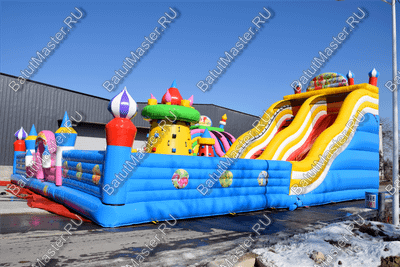 Большая площадка с высокой горкой "Дино-городок", 15*15*6 м