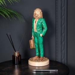 Скульптура Лев Бизнесмен Айвори Изумрудный