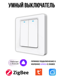 Умный выключатель ZigBee двухклавишный для Алисы