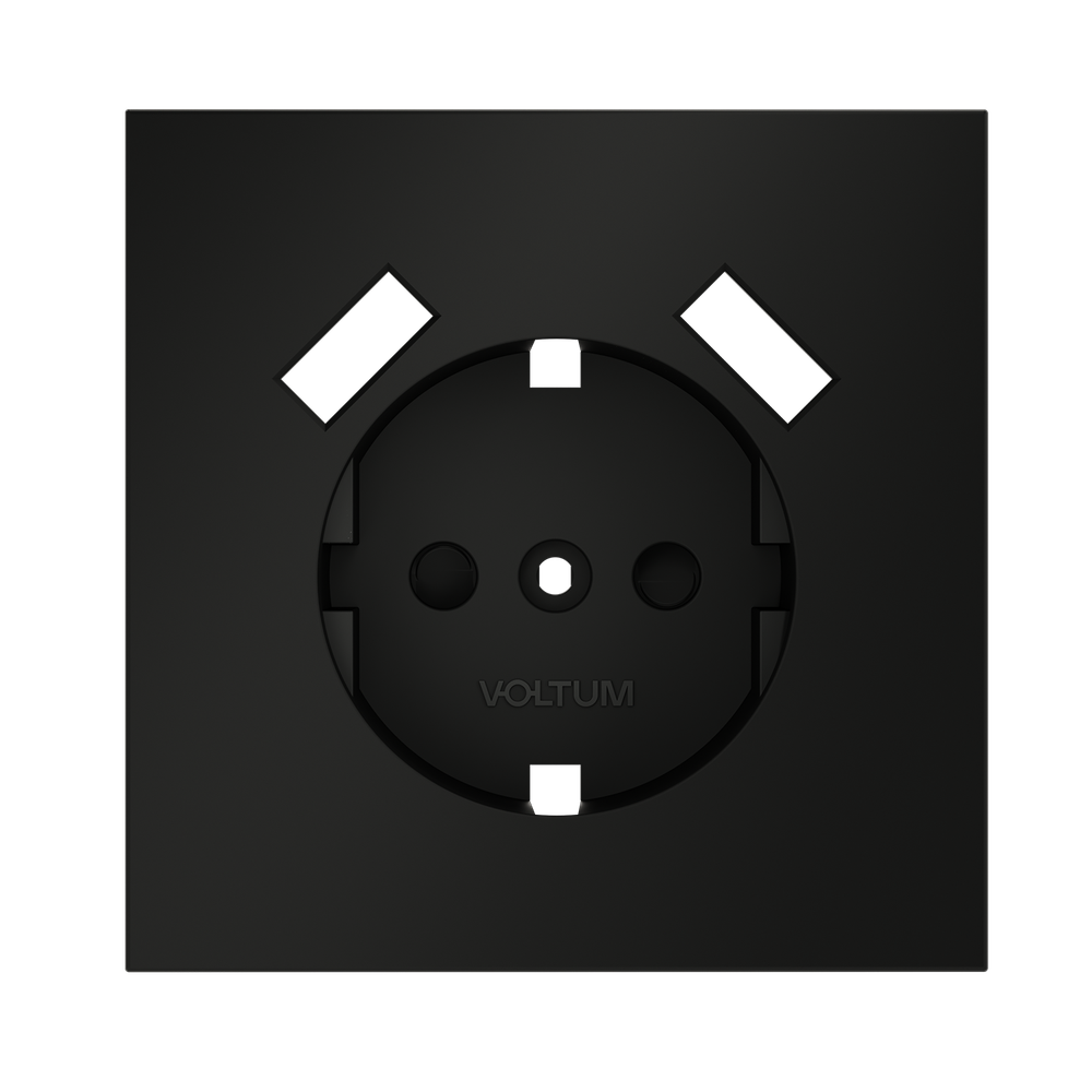 Накладка для розетки с заземлением и защитными шторками, с USB A+A, S70 (черный матовый)