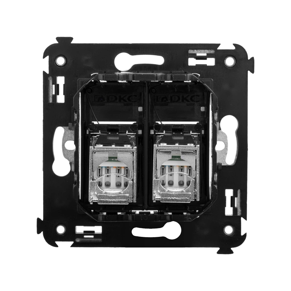 Компьютерная розетка RJ-45 в стену, кат.5e двойная экранированная,"Avanti", "Черный матовый"