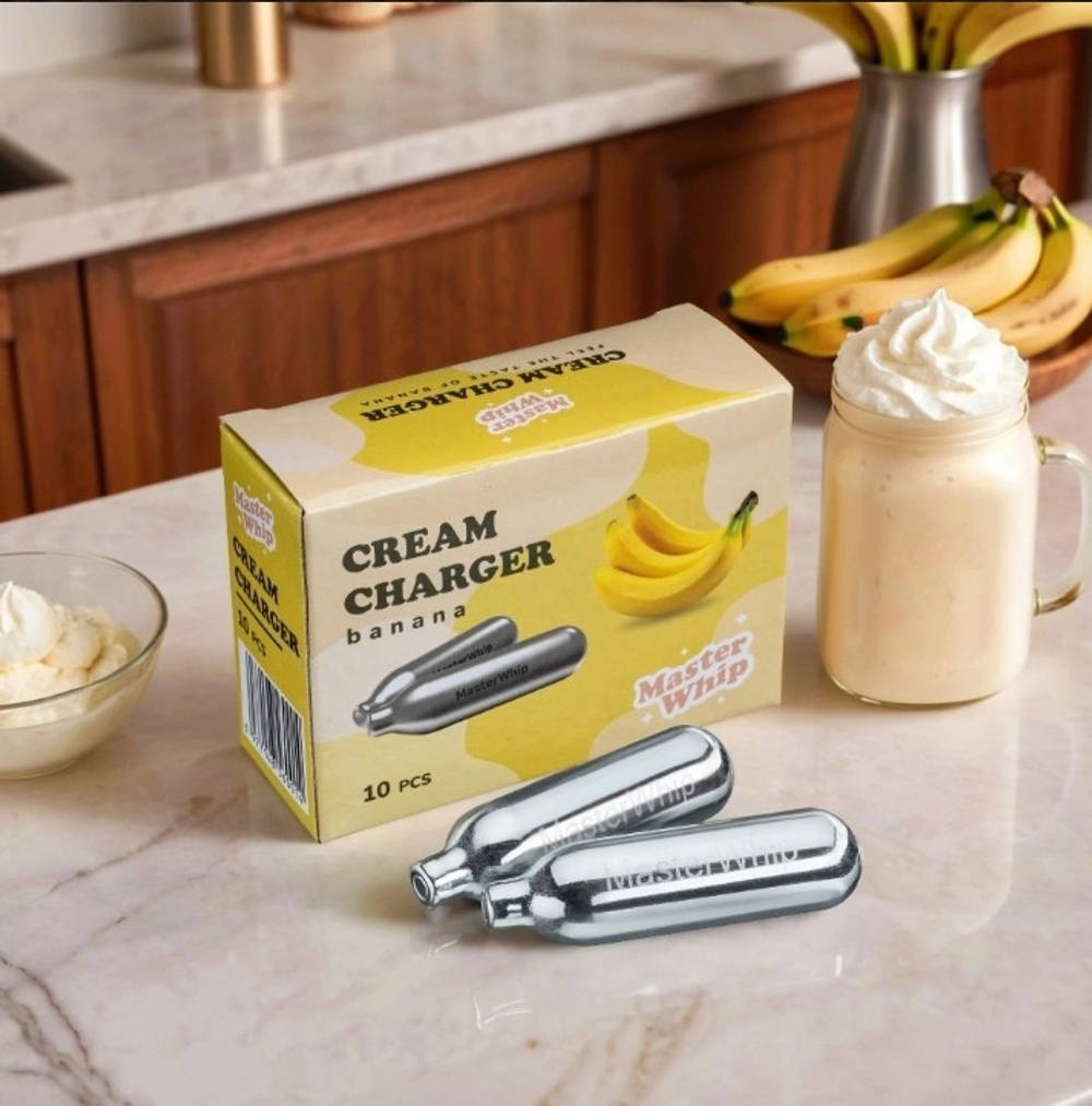 Баллончики для сифона для взбивания сливок вкус банан (N2O) MasterWhip 50шт.