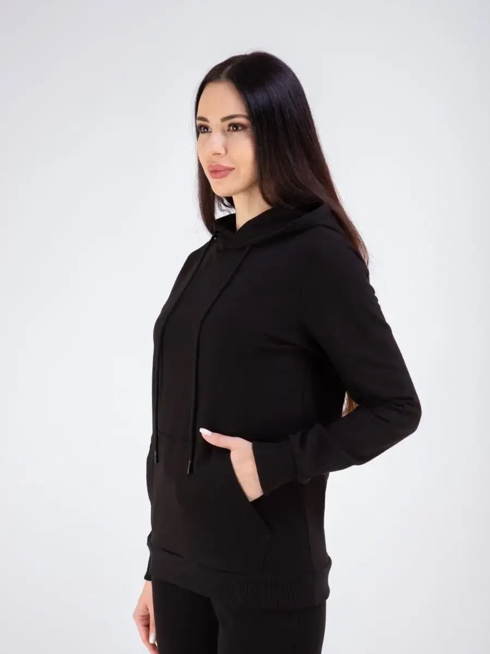 Худи без начеса с капюшоном однотонное модное