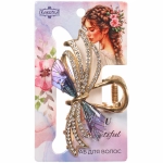 Заколка - краб для волос на блистере «LAVITA», завитки, цвет серебро и золото, 7,5*4,5см