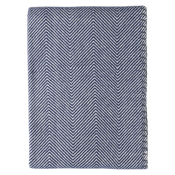 Плед из шерсти мериноса темно-синего цвета из коллекции essential, 130х180 см
