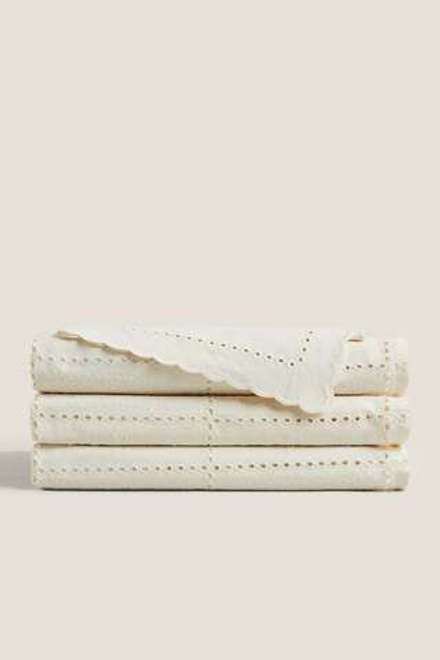 ZARA HOME СКАТЕРТЬ В ВЫШИТУЮ КЛЕТКУ, ЭКРЮ
