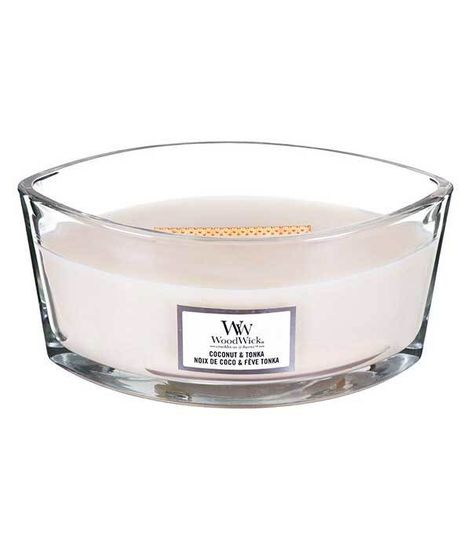 Кокос и тонка, ароматическая свеча эллипс, WoodWick