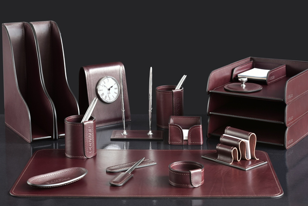 Настольный набор для руководителя 17 предметов из кожи Full Grain Brown